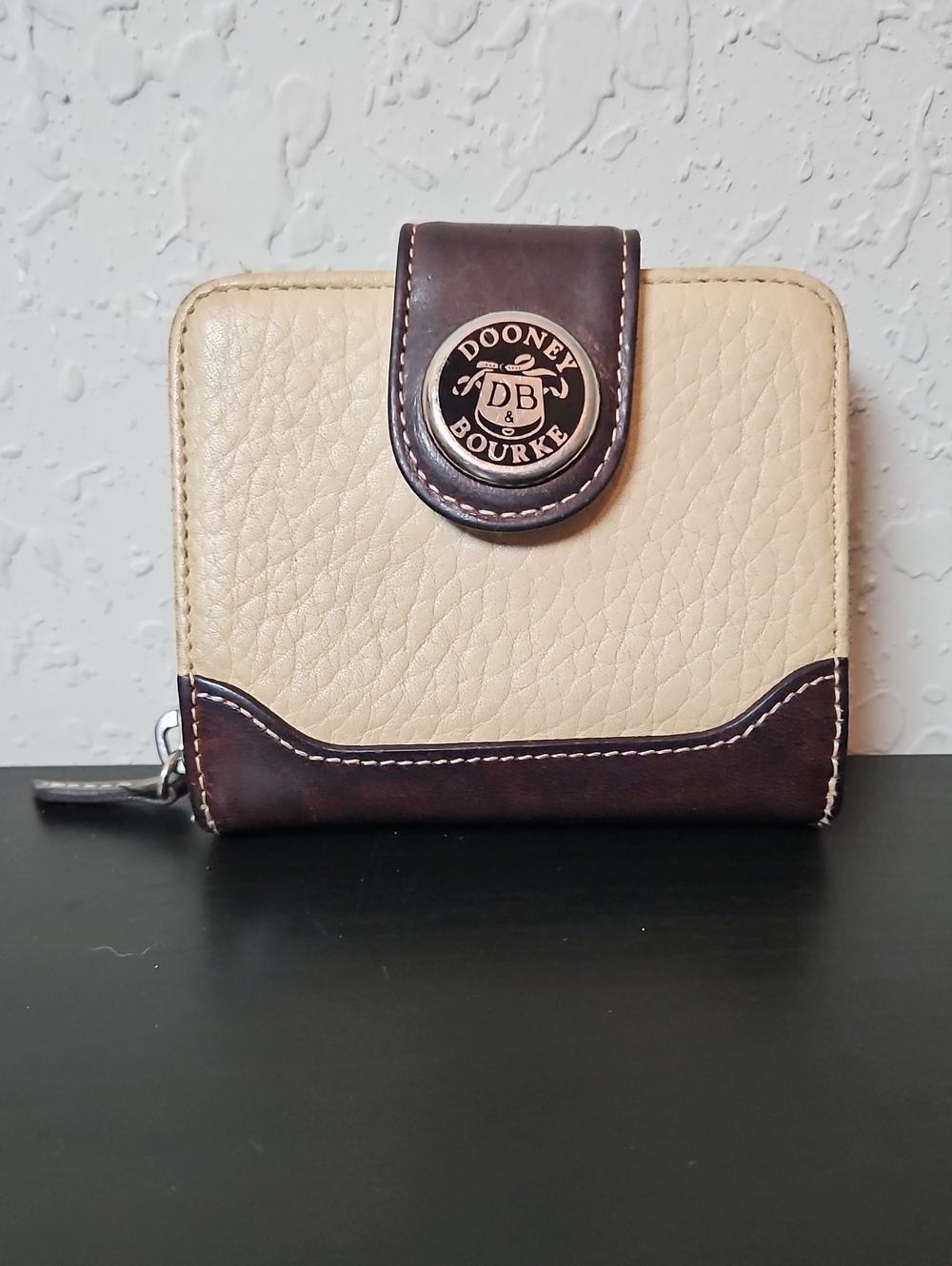 Dooney & Bourke Two-Tone Cream & Brown Leather Wallet